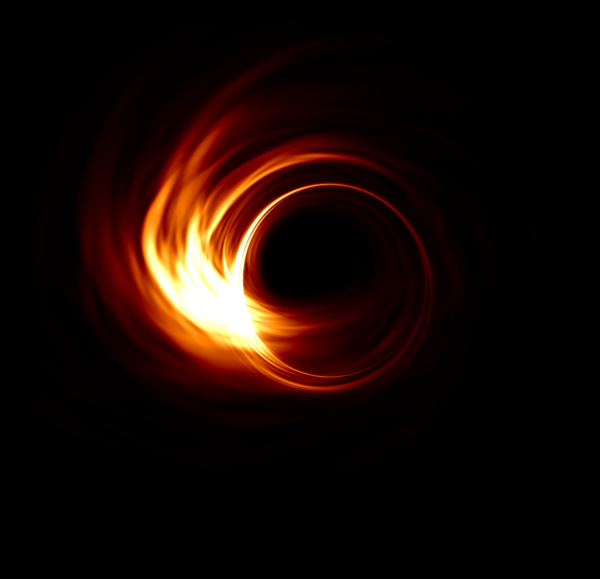 A simulation of what the team hope to see: the event horizon around the supermassive black hole in the centre of our galaxy. [Image: Hotaka Shiokawa, eventhorizontelescope.org]